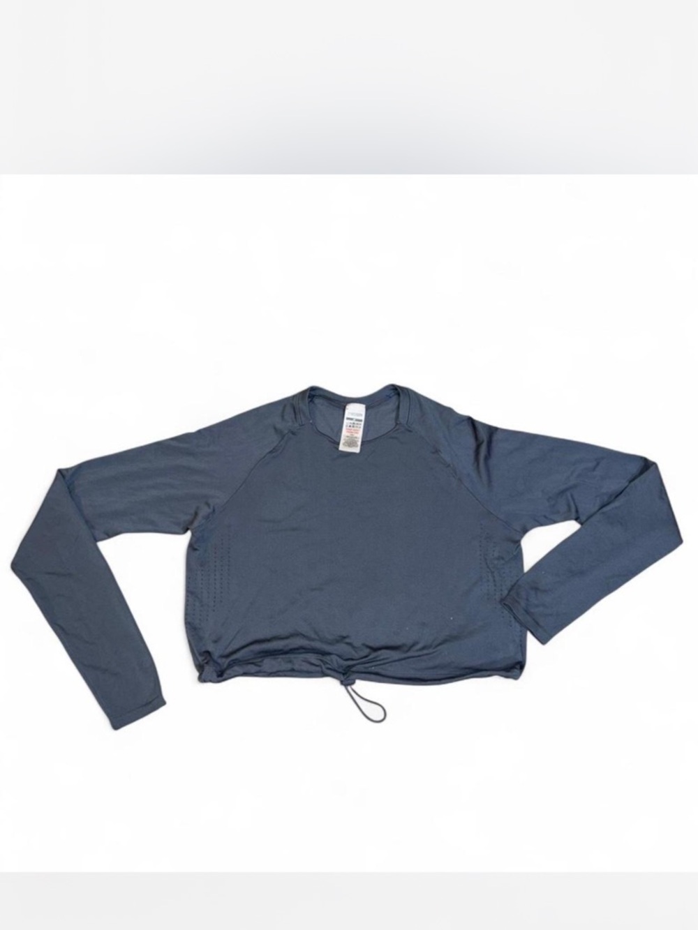 Gymshark Navy Long Sleeve Drawstring Crop Top